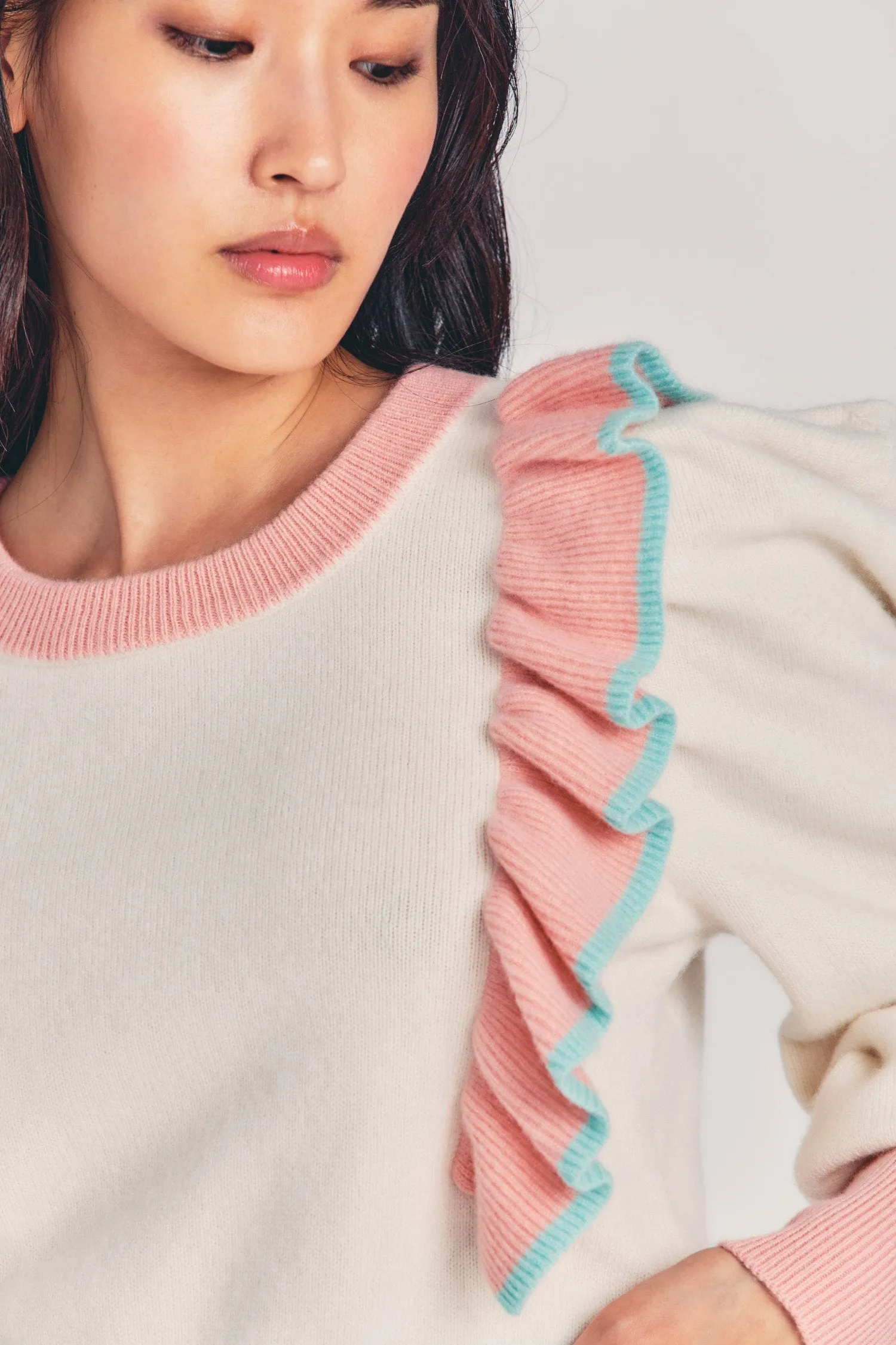 Greece Ruffle Cashmere-Wool Sweater