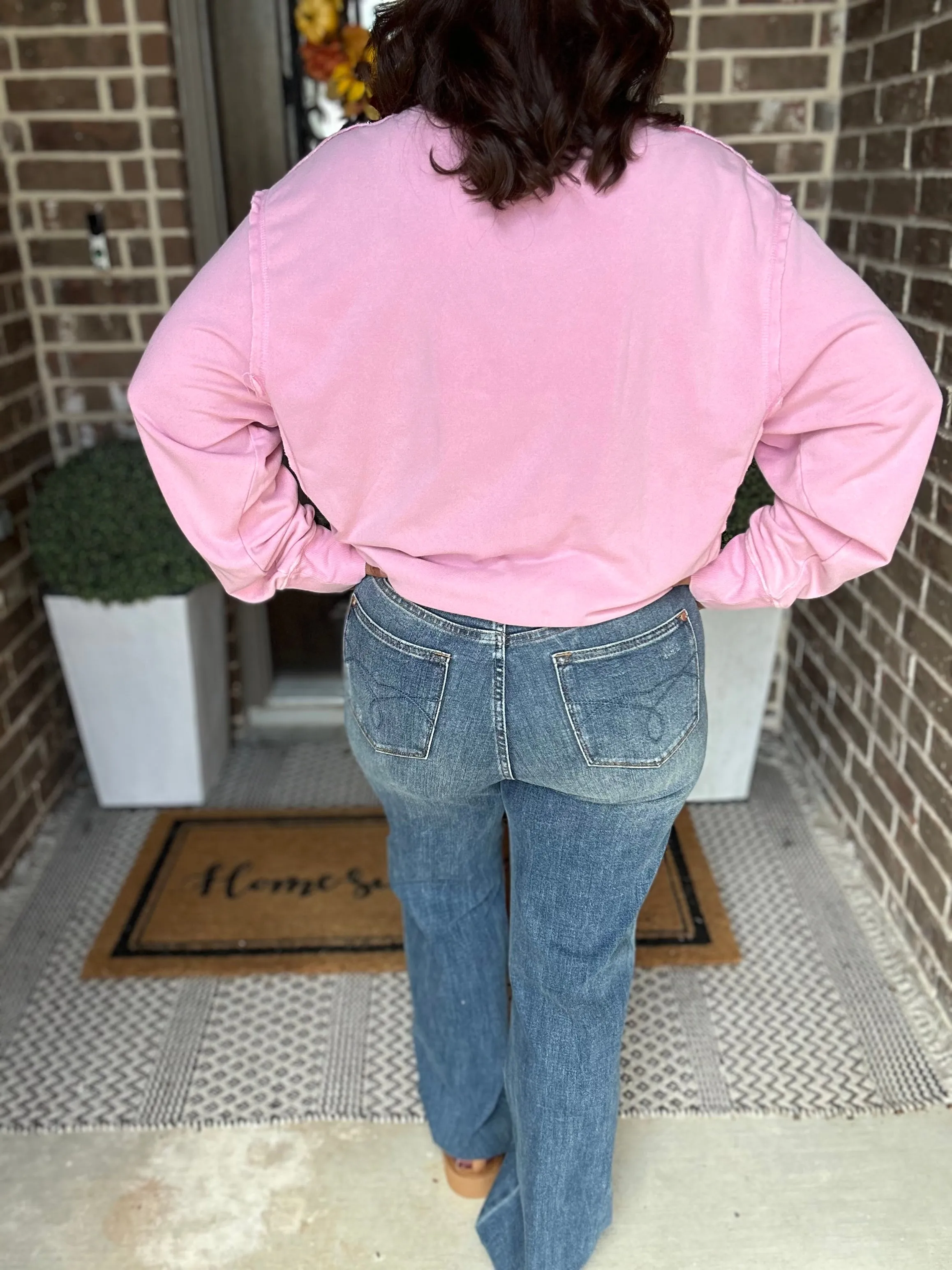 Haley High Waisted Judy Blue Raw Hem Straight Leg Jeans