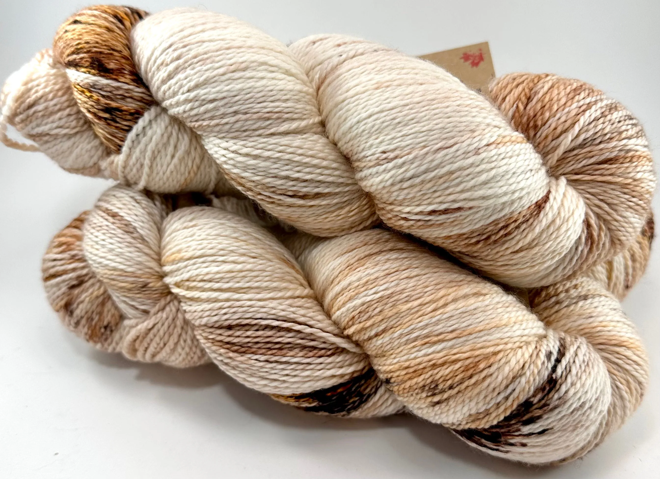 Hand Dyed Yarn "Whole Grain" Brown Tawny Copper Ecru Caramel Chestnut Speckled Merino Fingering Superwash 425yds 115g