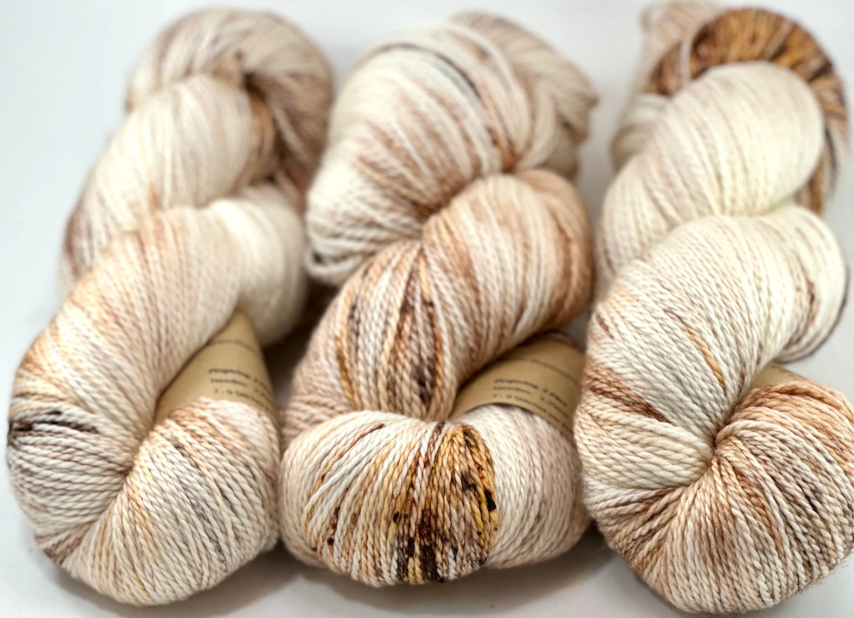 Hand Dyed Yarn "Whole Grain" Brown Tawny Copper Ecru Caramel Chestnut Speckled Merino Fingering Superwash 425yds 115g
