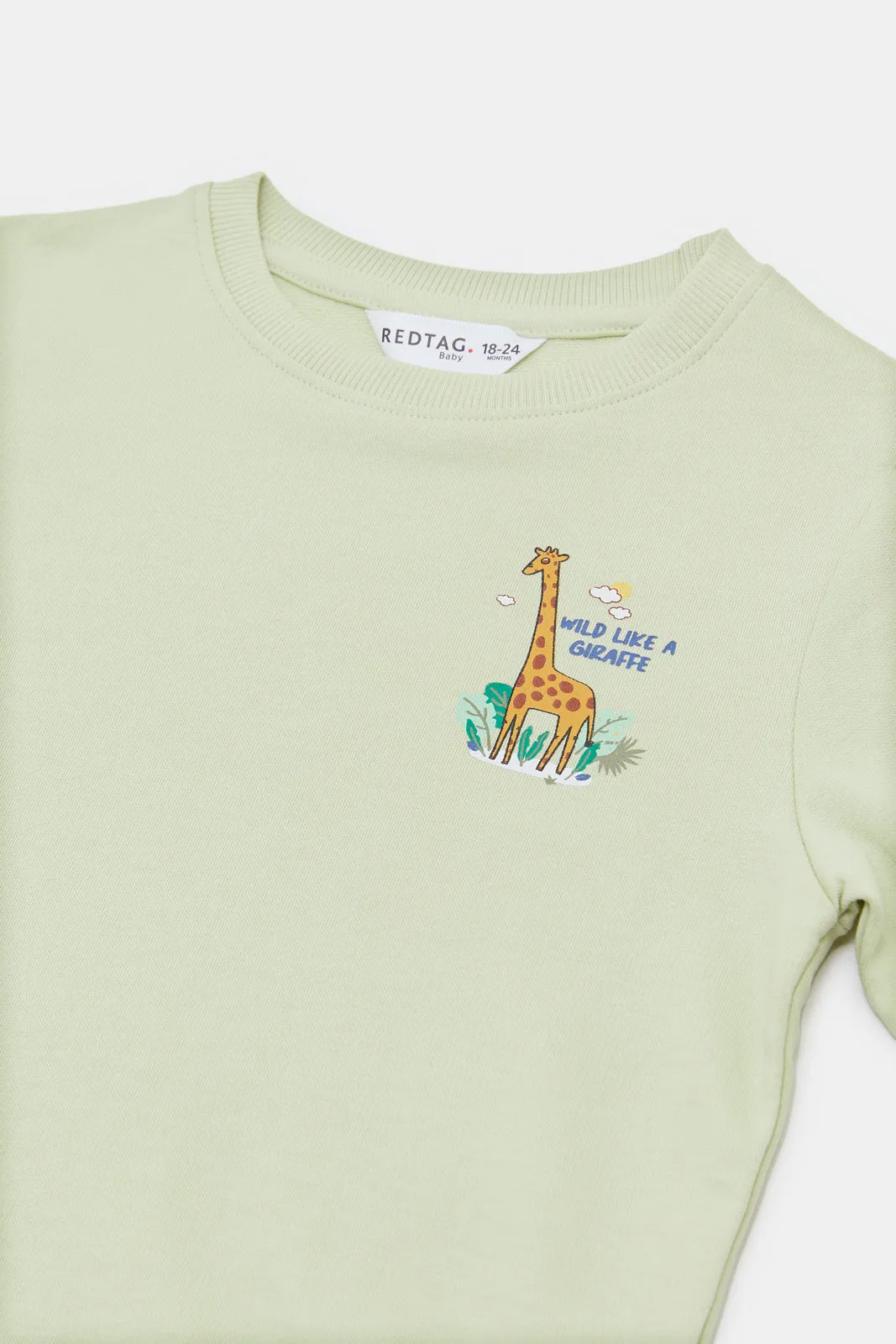 Infant Boys Mint Giraffe Print Sweatshirt