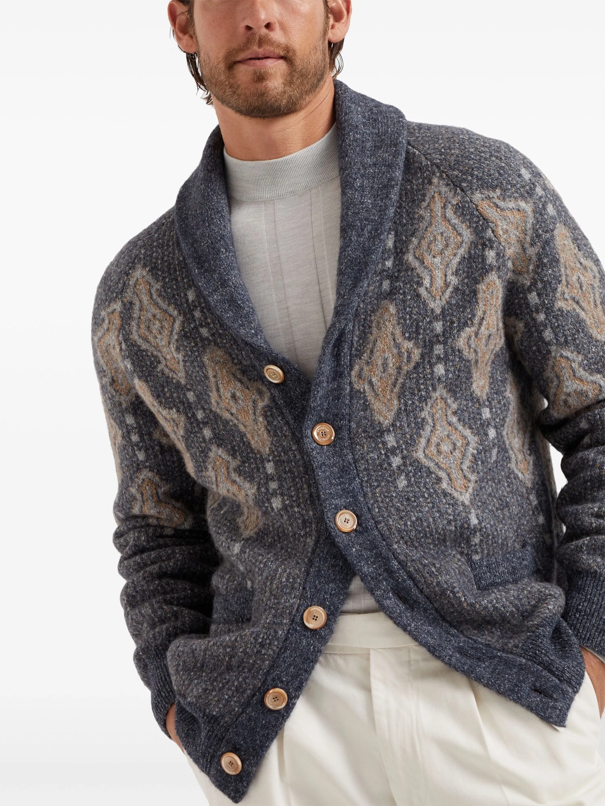 Intarsia-Knit Cardigan