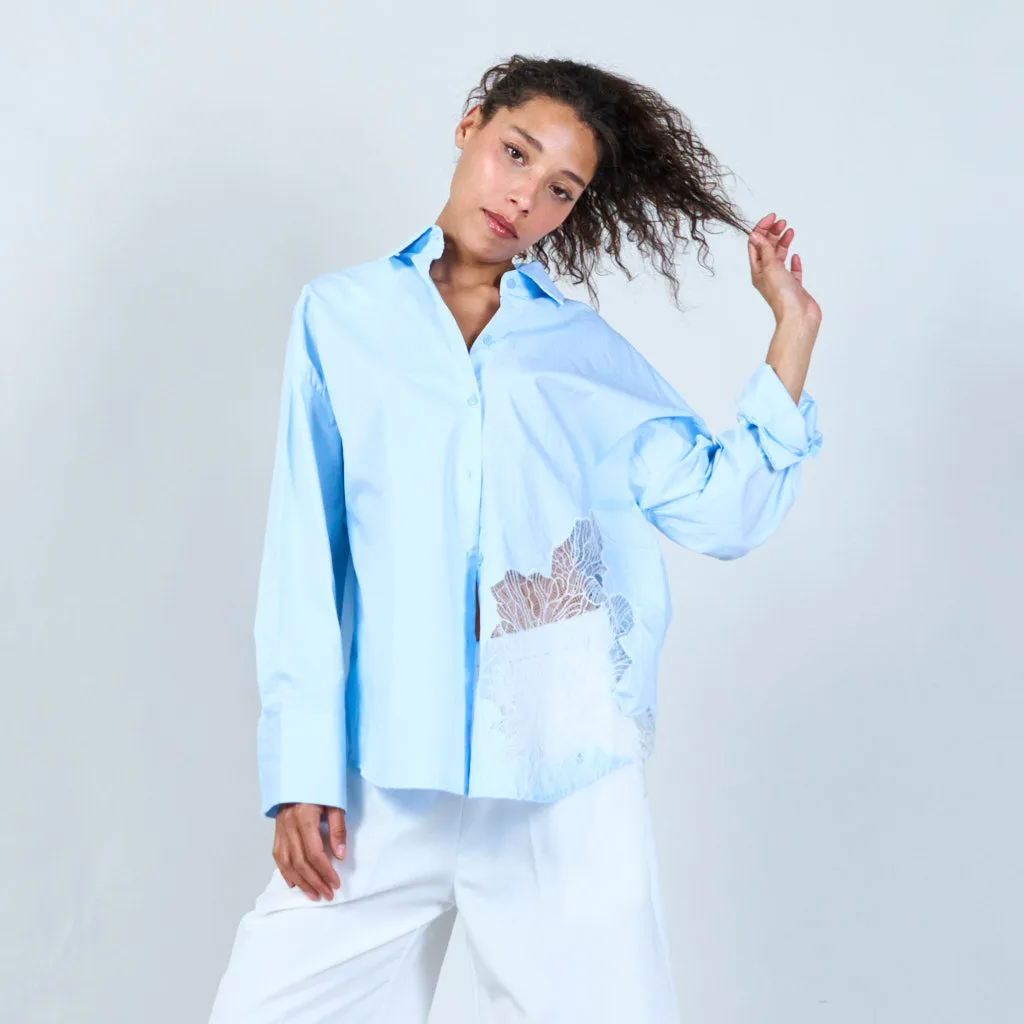 Lace pocket oversized shirt wholesale
