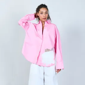 Lace pocket oversized shirt wholesale
