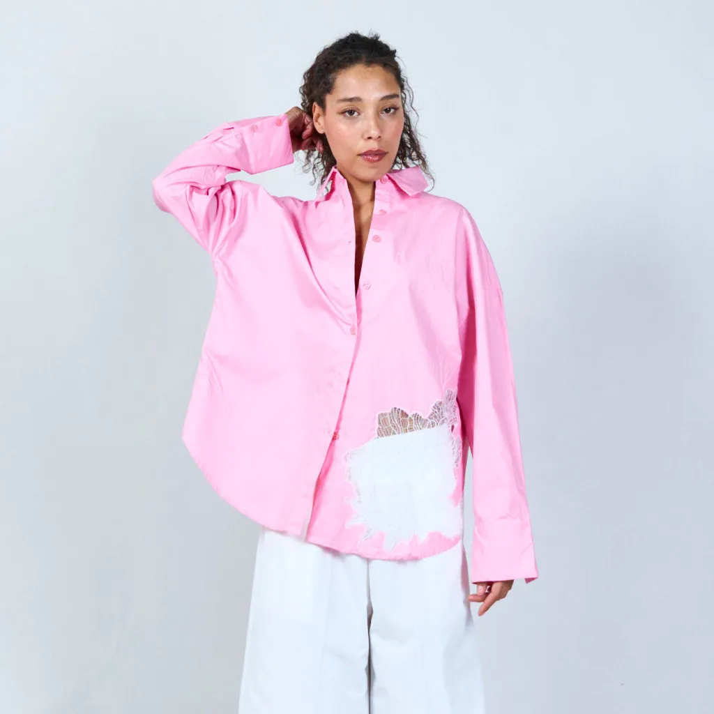 Lace pocket oversized shirt wholesale