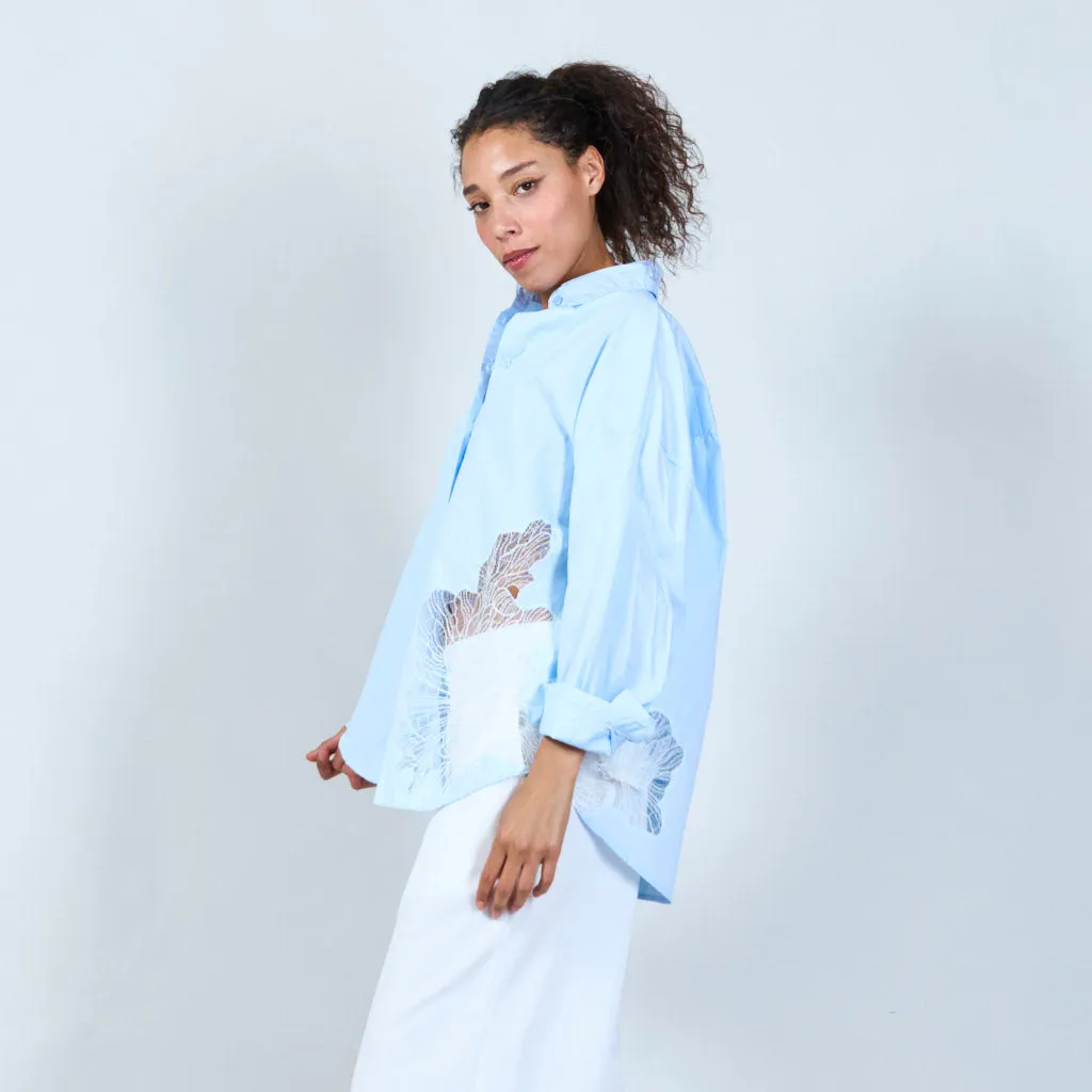 Lace pocket oversized shirt wholesale