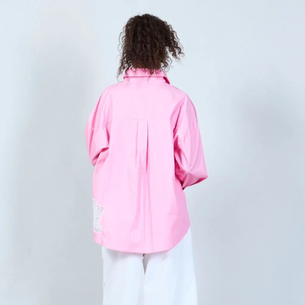 Lace pocket oversized shirt wholesale