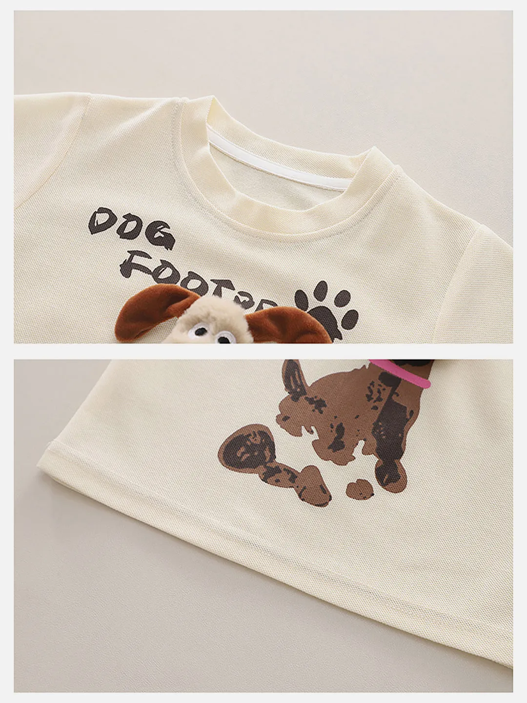 Little Surprise Box, Cream Doggy Paw 2pcs Shorts set for Toddlers and Kids