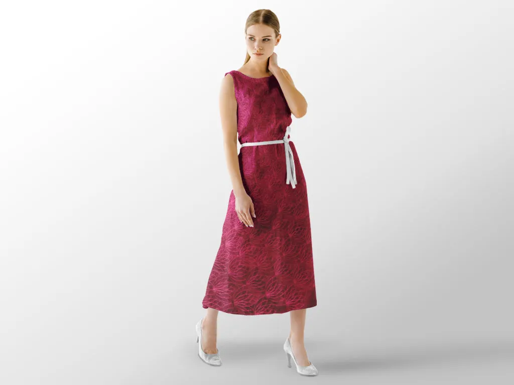 Maroon Abstract Self Embroidered Chanderi Fabric