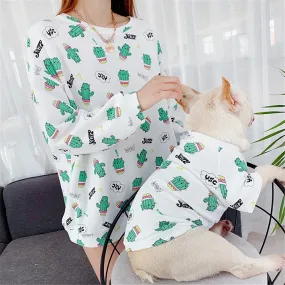 Matching Family Clothes For Pet And Owner Cartoon Cactus Pattern