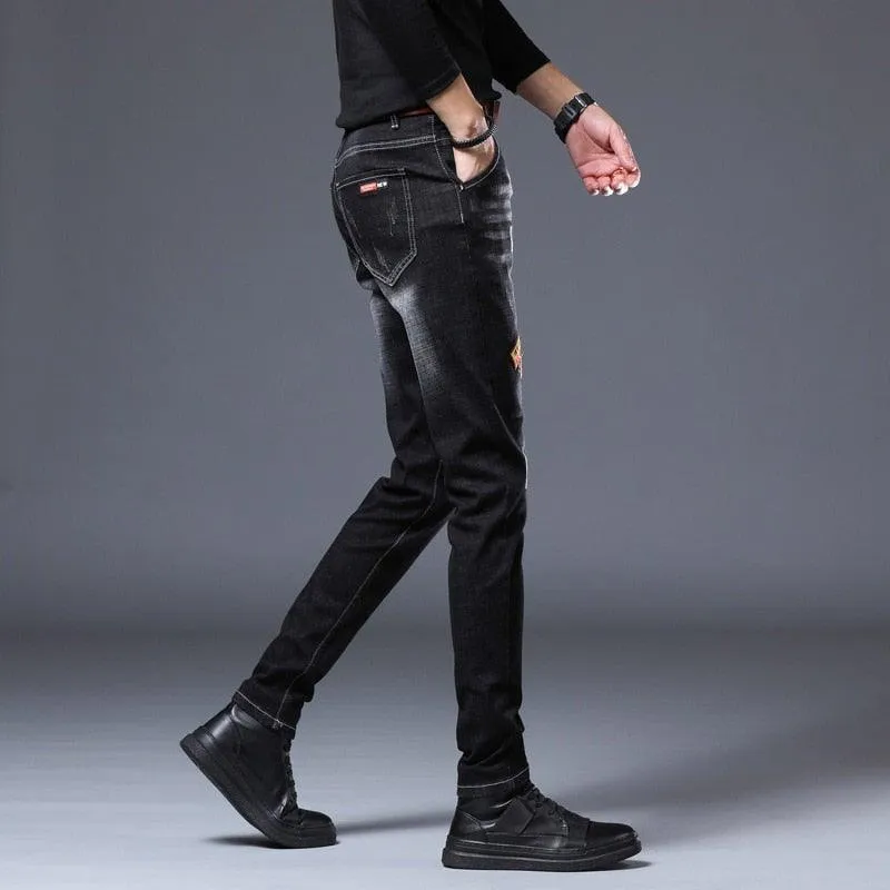 Men's Embroidery Trendy Straight Slim Fashion Jeans