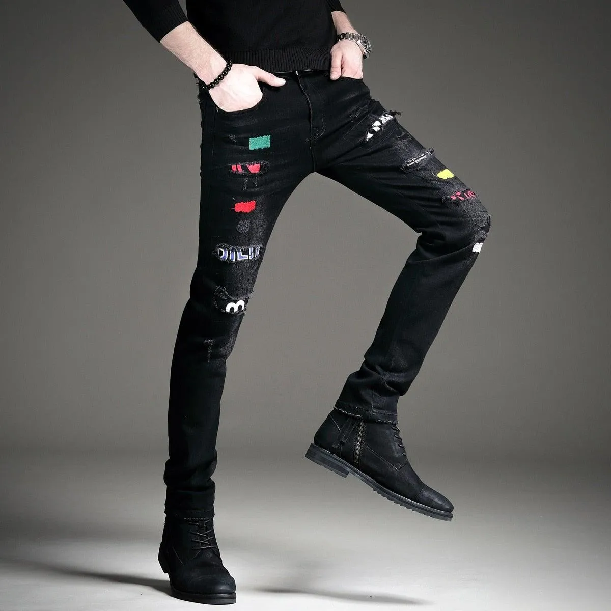 Men's Patchwork Korean Style Jeans