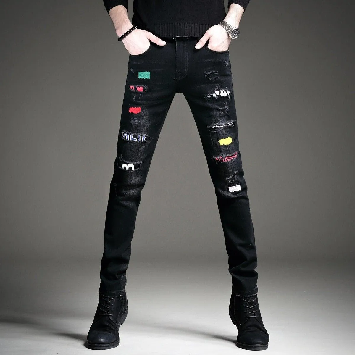 Men's Patchwork Korean Style Jeans