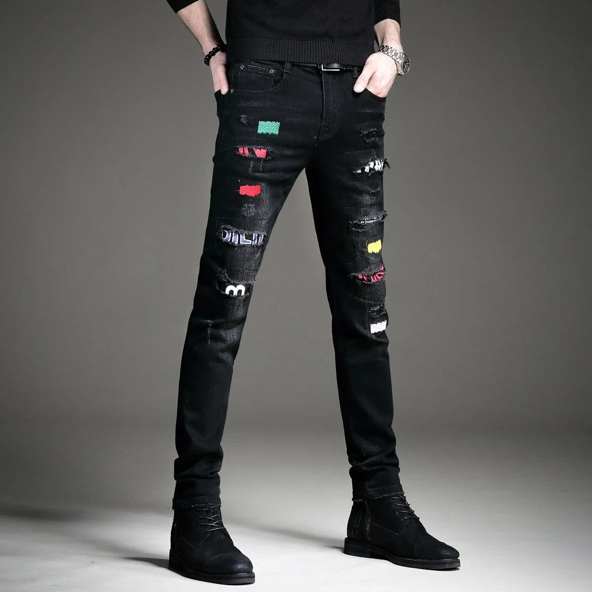 Men's Patchwork Korean Style Jeans