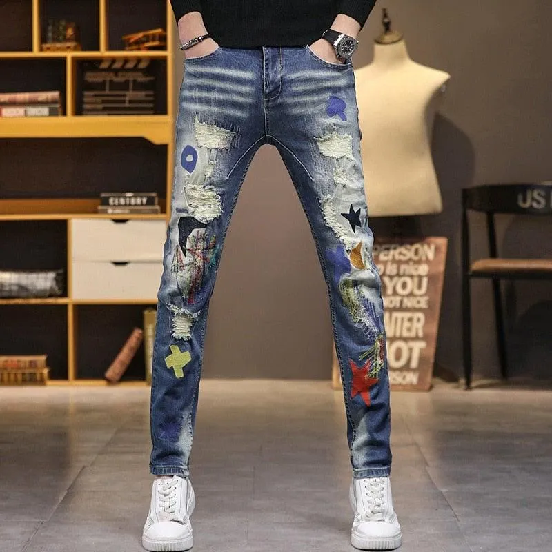 Men's Patchwork Korean Style Jeans