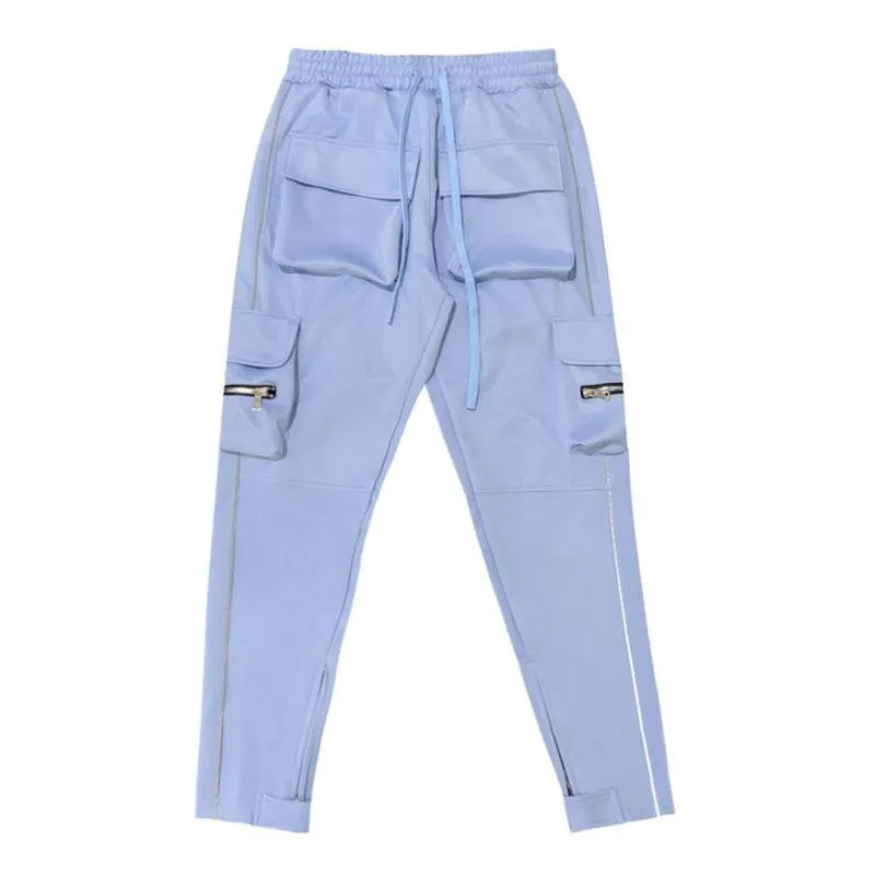 Men's Streetwear Multi-Pocket Cargo Pants W/ Reflective Lines