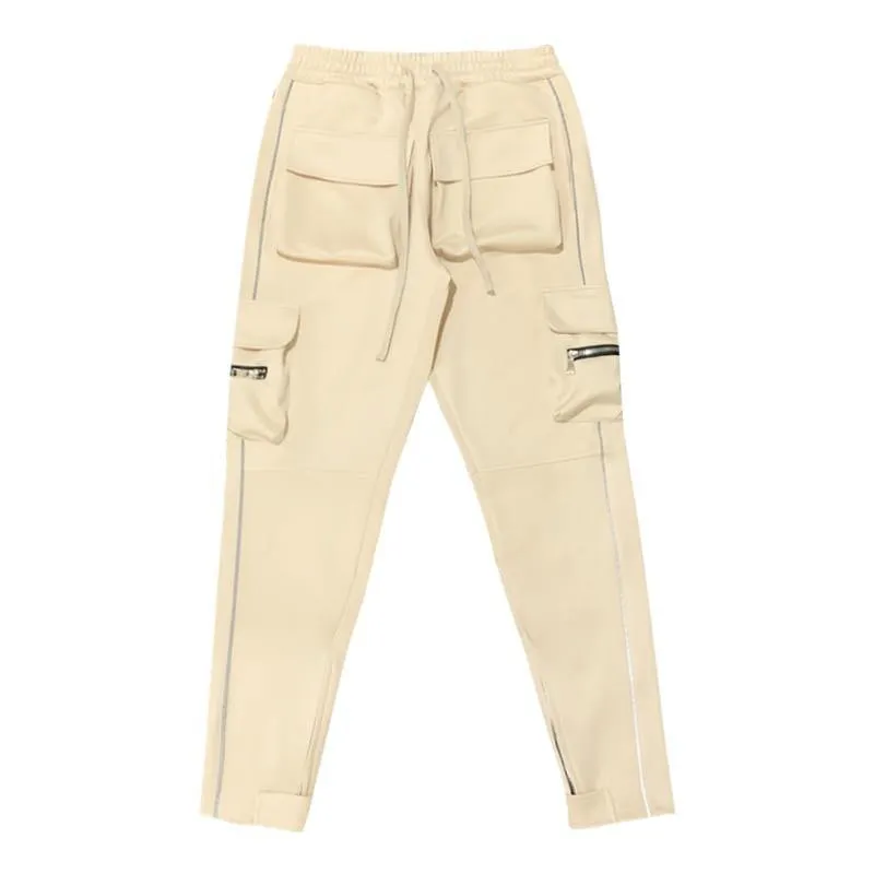 Men's Streetwear Multi-Pocket Cargo Pants W/ Reflective Lines