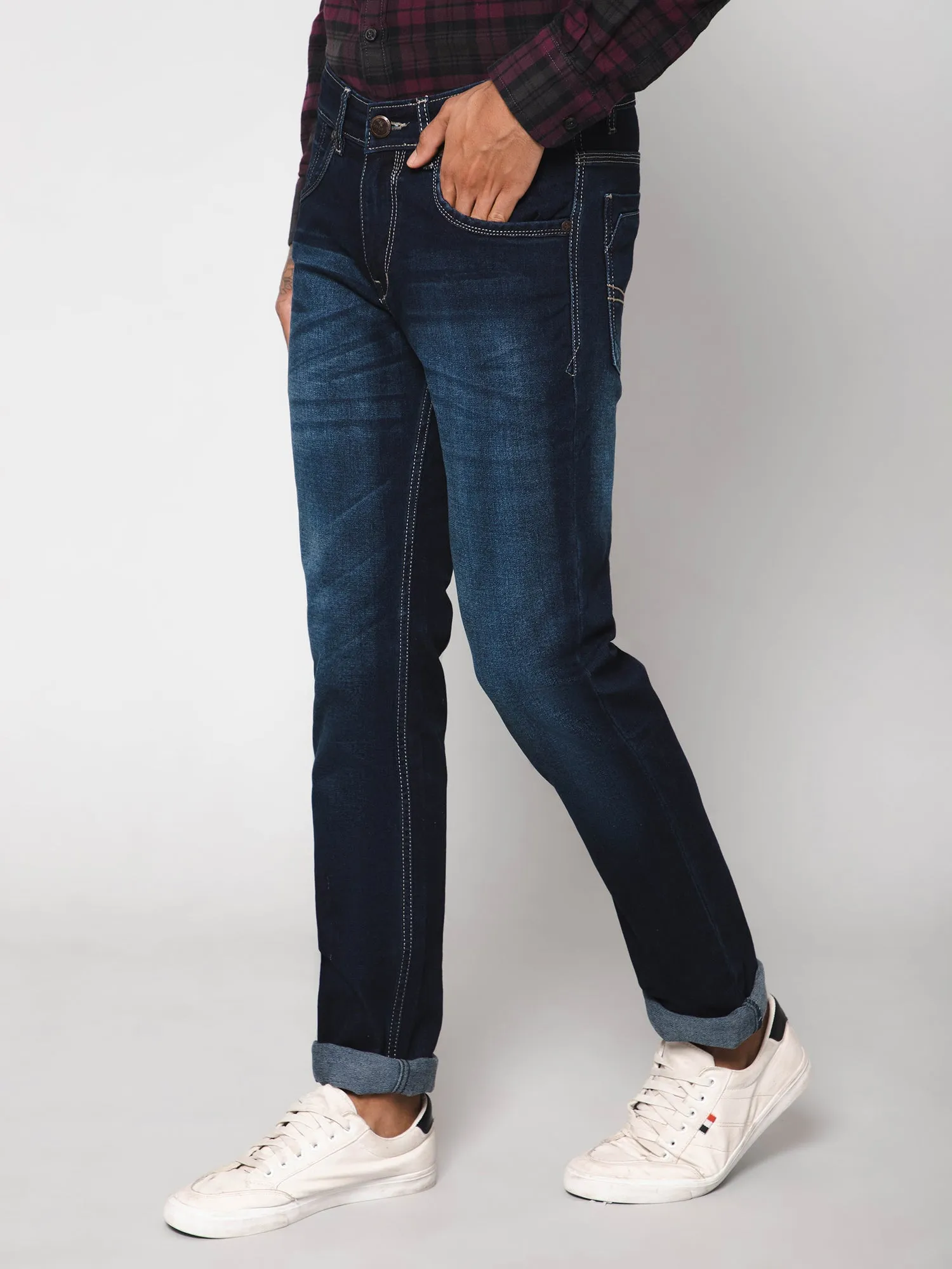 Men's Ultra Narrow fit Medium Fade Dirty Blue  Jeans