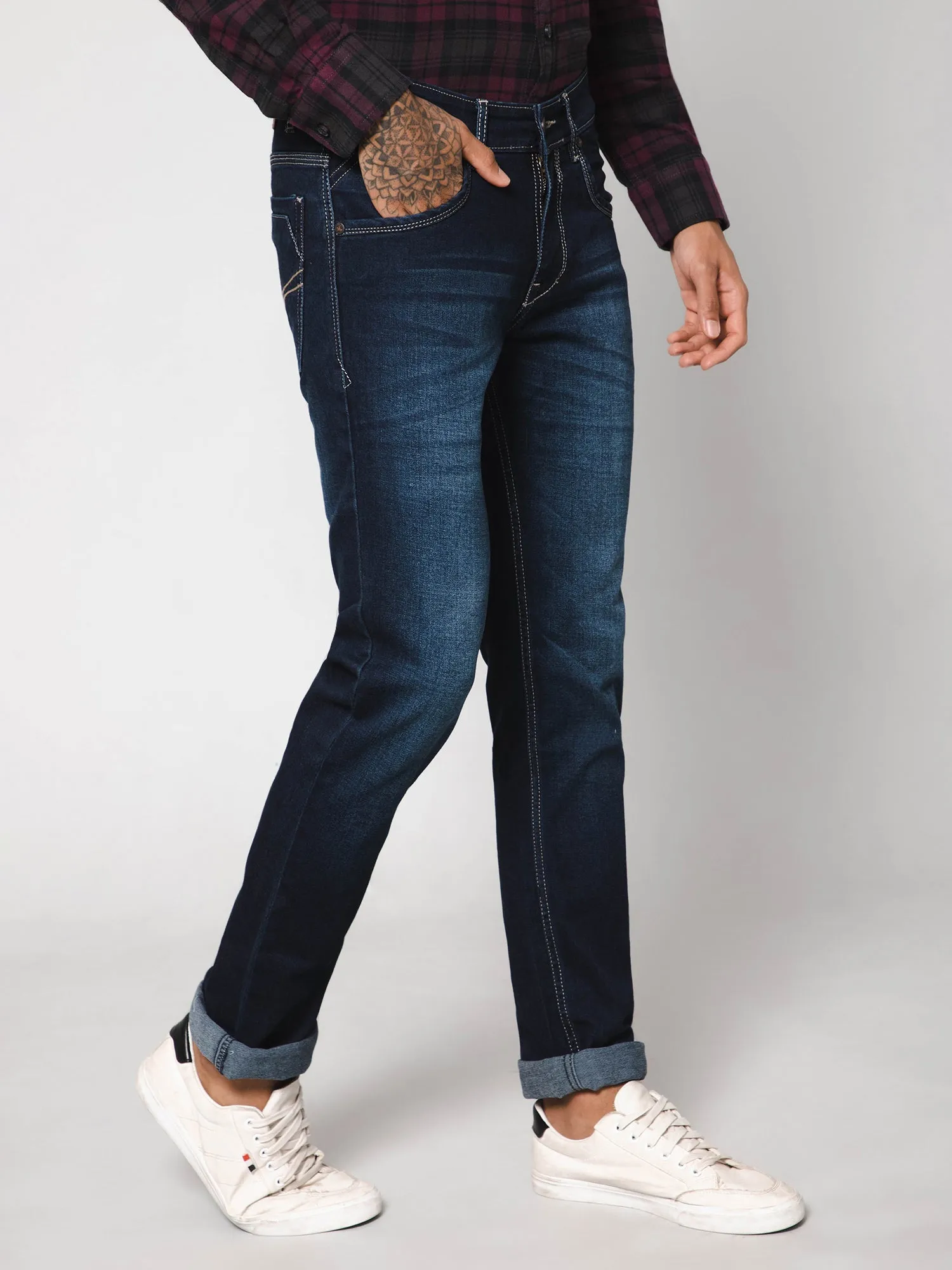 Men's Ultra Narrow fit Medium Fade Dirty Blue  Jeans