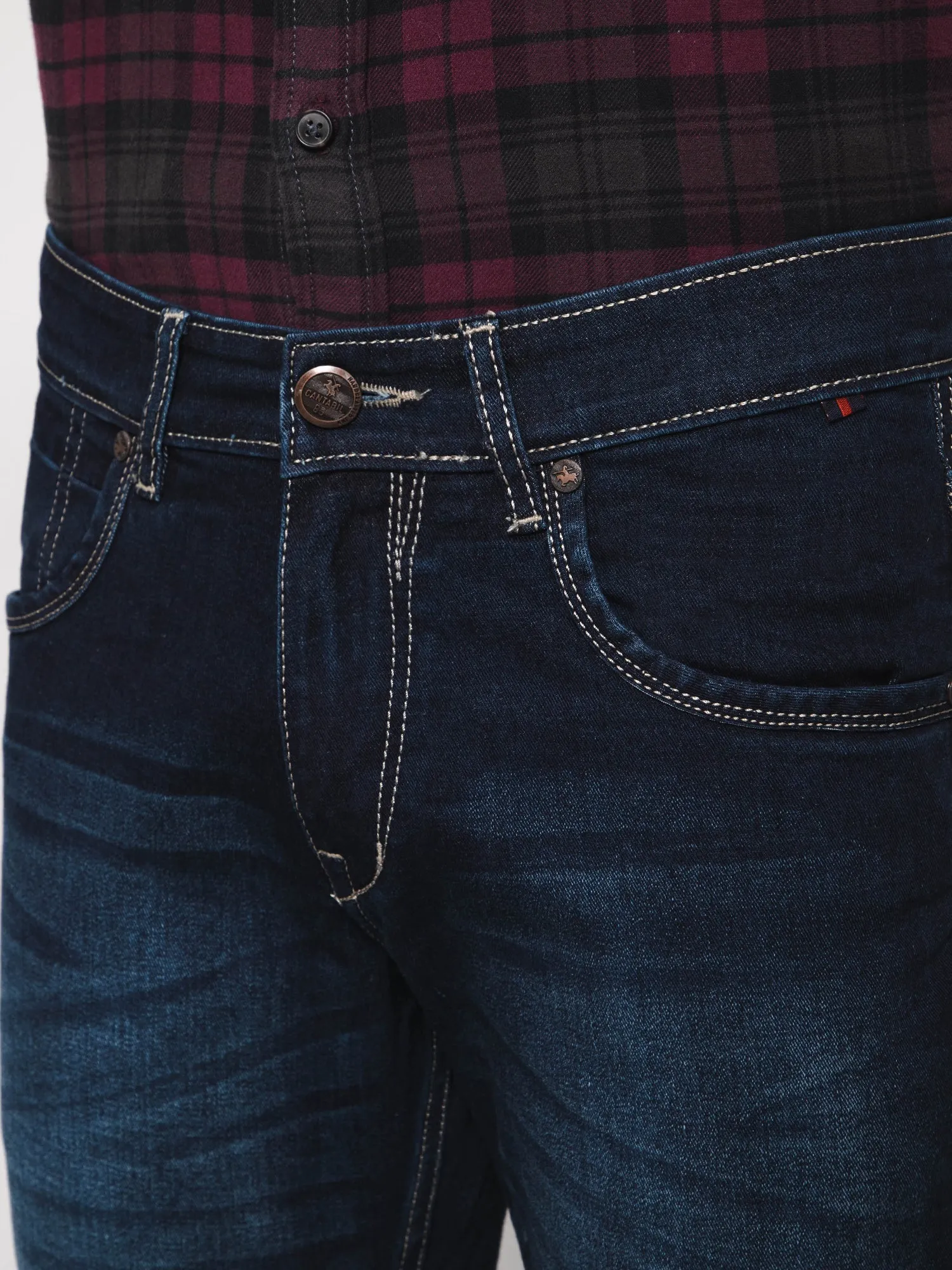 Men's Ultra Narrow fit Medium Fade Dirty Blue  Jeans