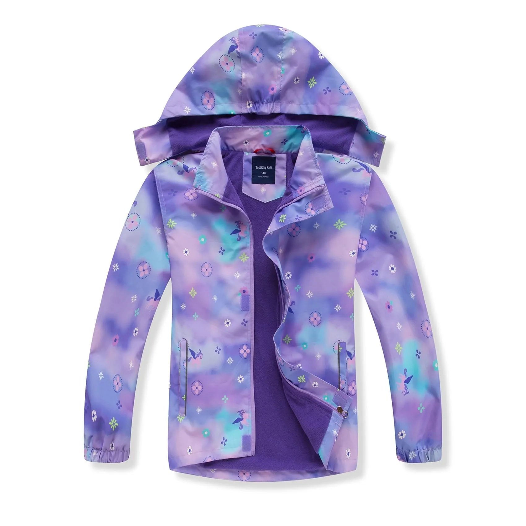MGEOY Girls Rain Jackets Lightweight Waterproof Hooded Raincoats Windbreakers for Kids，Sizes 4-12