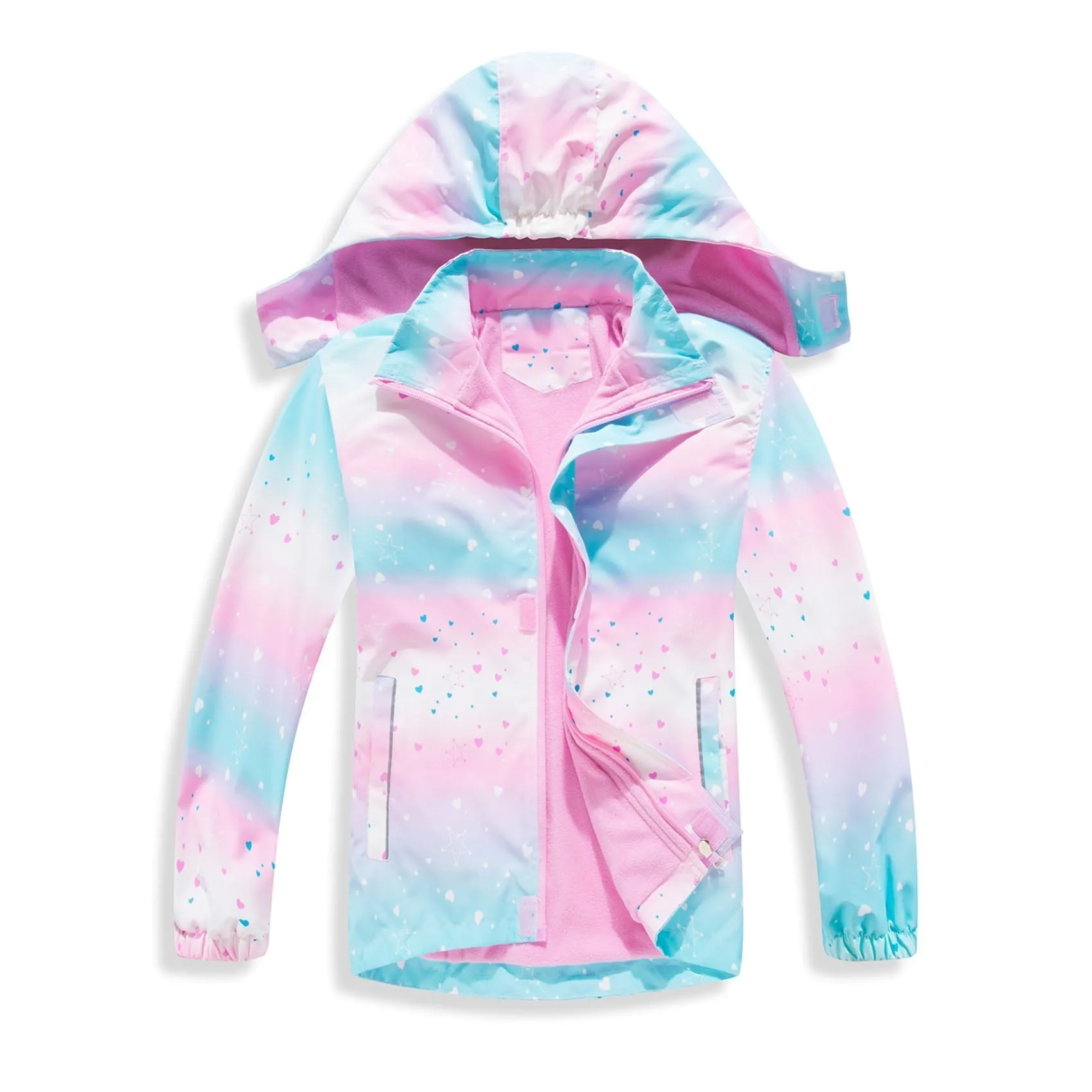 MGEOY Girls Rain Jackets Lightweight Waterproof Hooded Raincoats Windbreakers for Kids，Sizes 4-12