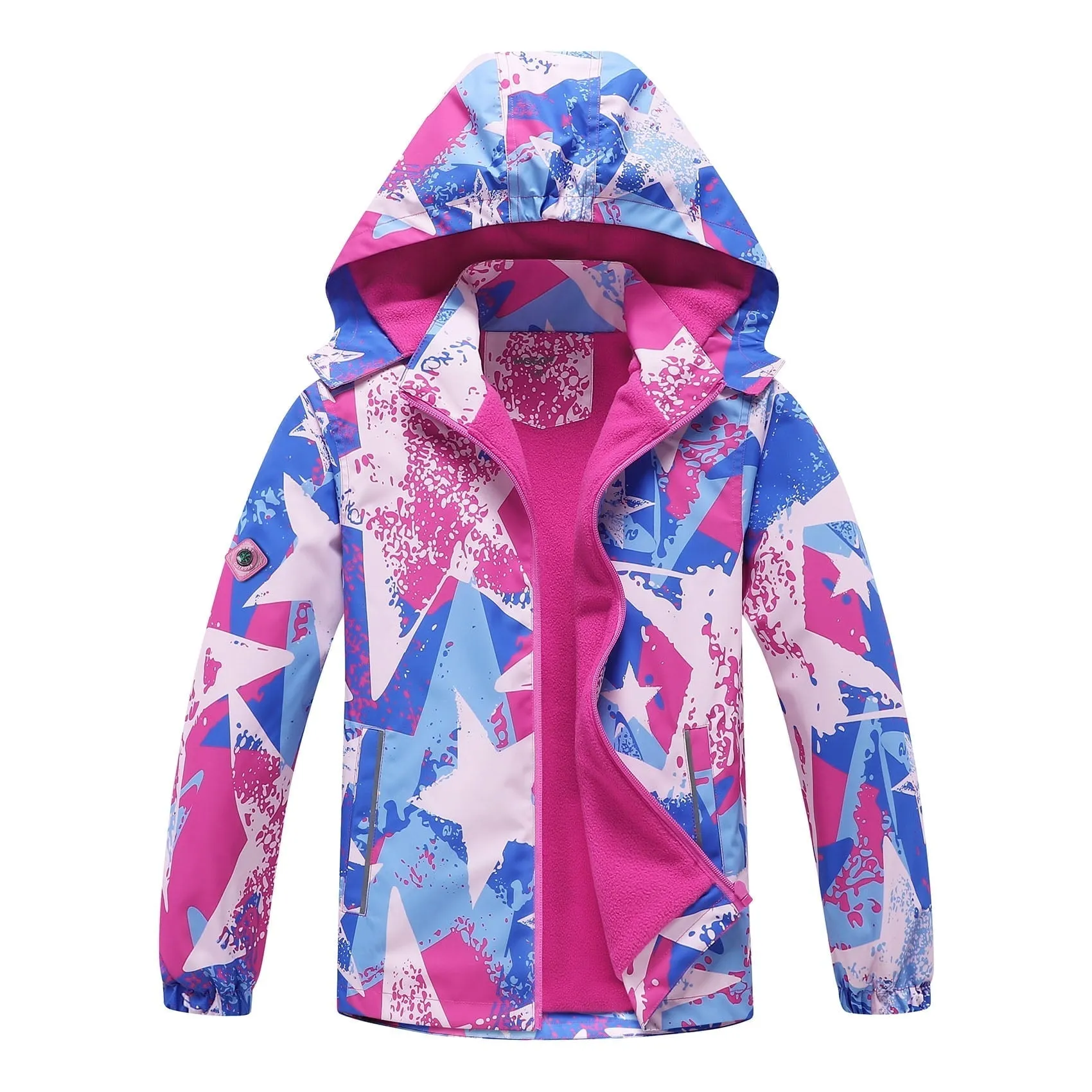 MGEOY Girls Rain Jackets Lightweight Waterproof Hooded Raincoats Windbreakers for Kids，Sizes 4-12