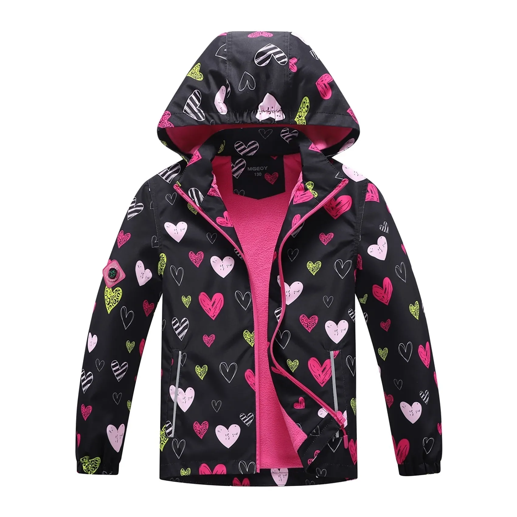 MGEOY Girls Rain Jackets Lightweight Waterproof Hooded Raincoats Windbreakers for Kids，Sizes 4-12