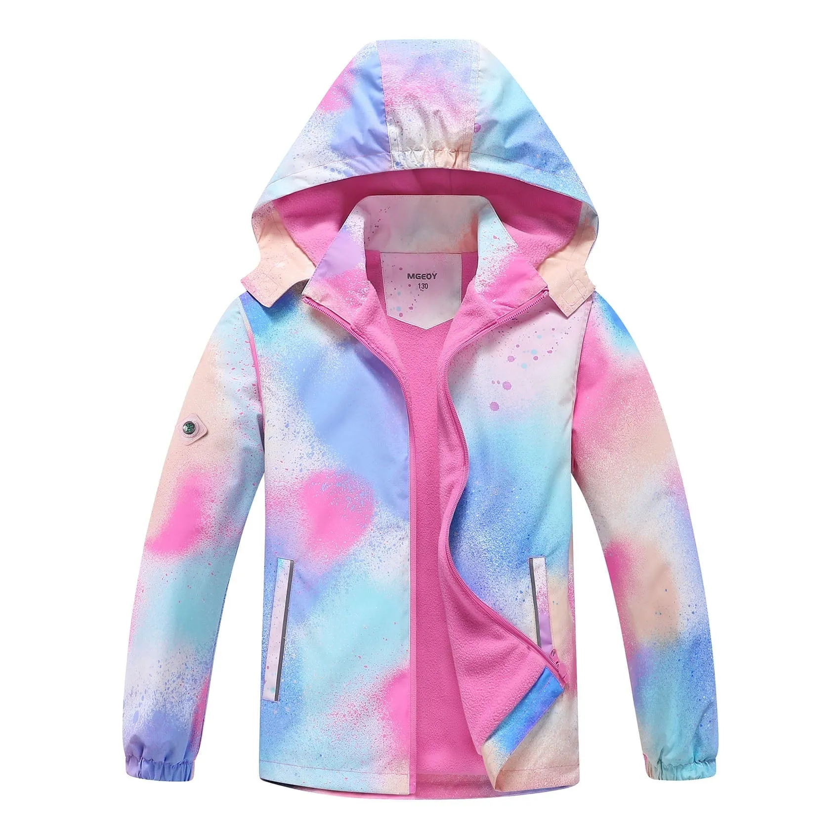 MGEOY Girls Rain Jackets Lightweight Waterproof Hooded Raincoats Windbreakers for Kids，Sizes 4-12