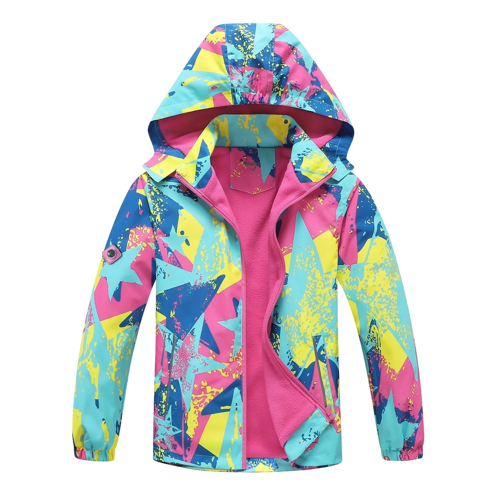 MGEOY Girls Rain Jackets Lightweight Waterproof Hooded Raincoats Windbreakers for Kids，Sizes 4-12