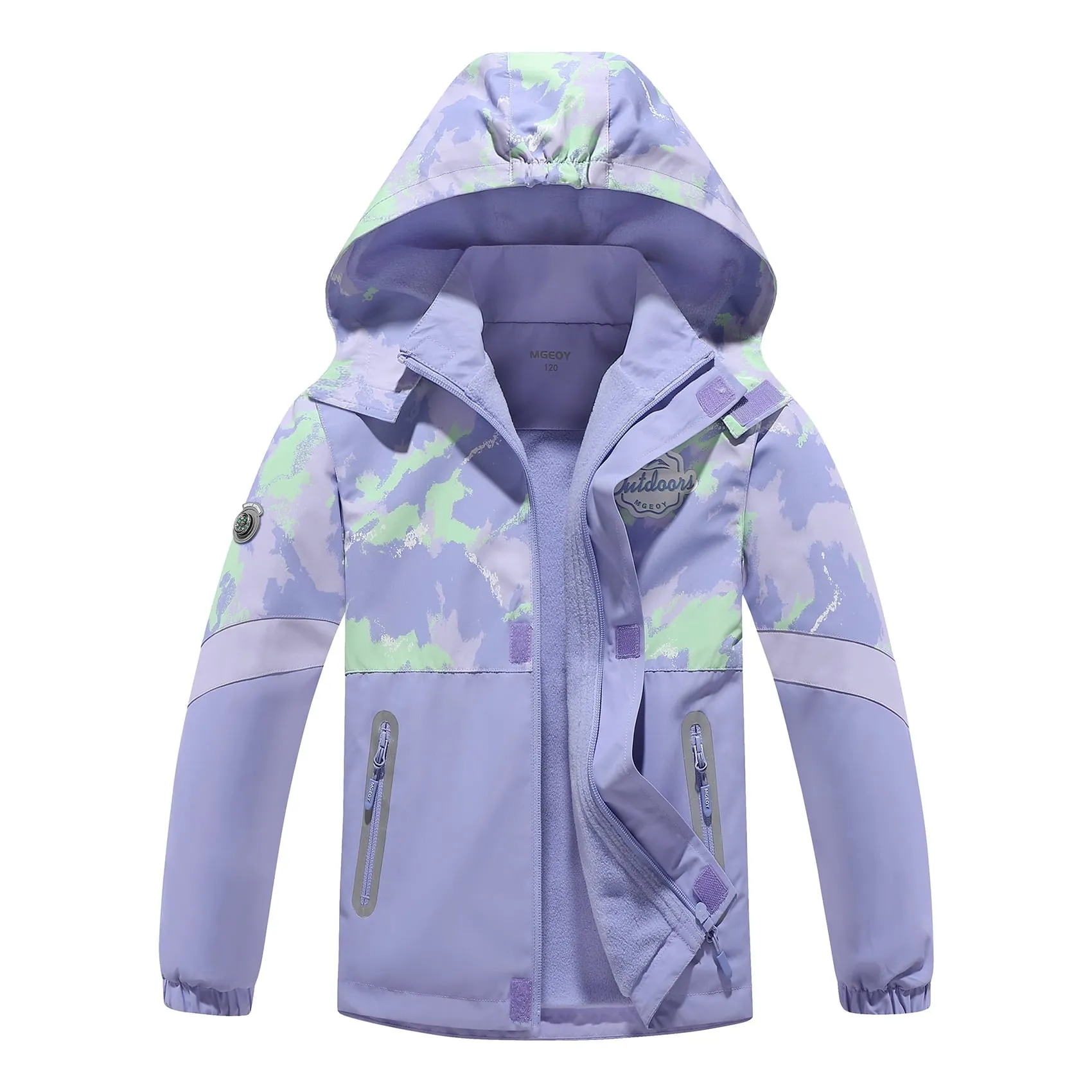 MGEOY Girls Rain Jackets Lightweight Waterproof Hooded Raincoats Windbreakers for Kids，Sizes 4-12