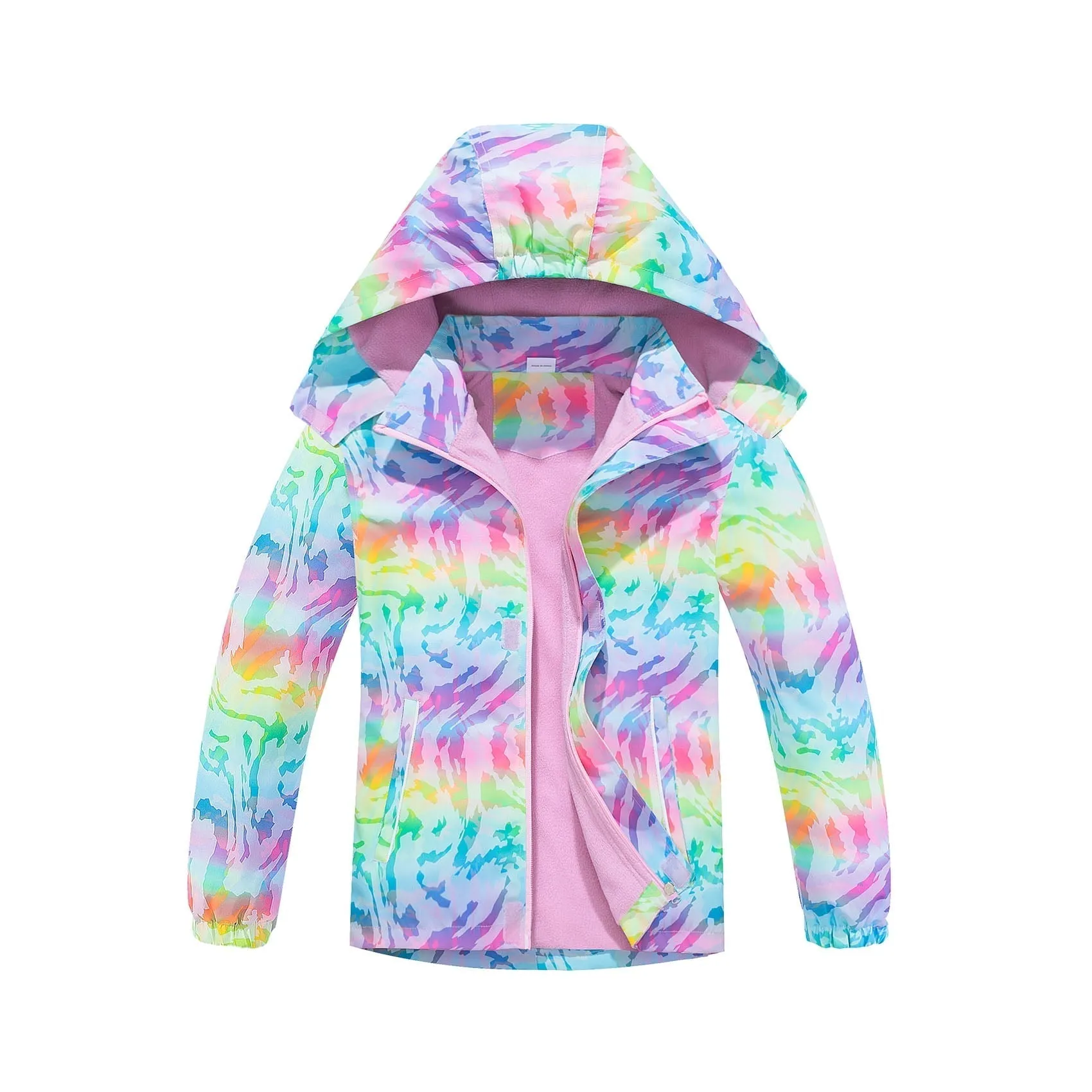 MGEOY Girls Rain Jackets Lightweight Waterproof Hooded Raincoats Windbreakers for Kids，Sizes 4-12
