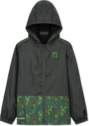 Minecraft Rain Waterproof Jacket with Warm Lining and Hood for Gamers Boys Girls