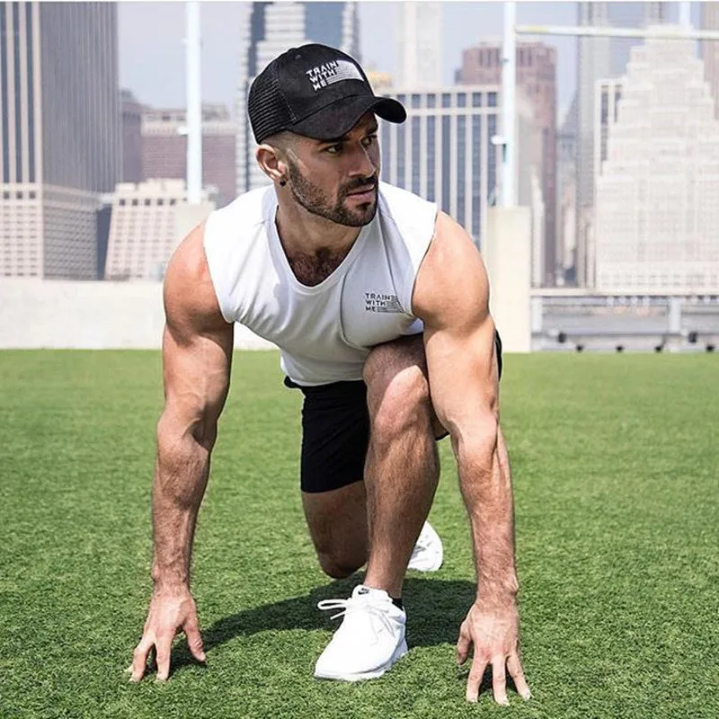 Muscle Fitness Sleeveless Basketball Tops Europe Breathable Trendy Sporty Casual Slim Look Men Tank Top