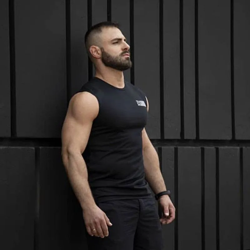 Muscle Fitness Sleeveless Basketball Tops Europe Breathable Trendy Sporty Casual Slim Look Men Tank Top
