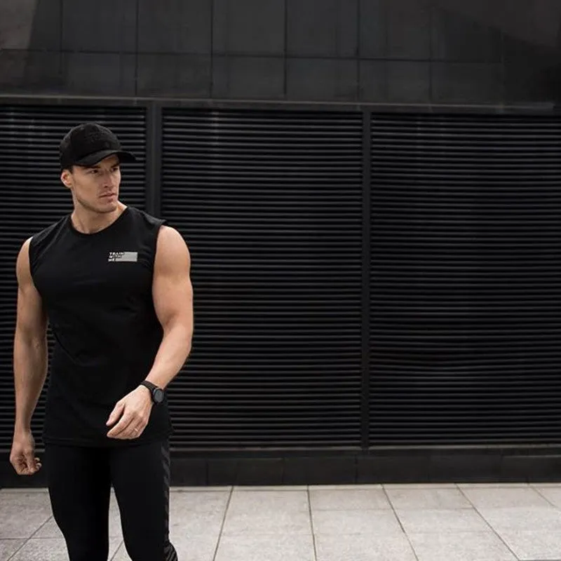 Muscle Fitness Sleeveless Basketball Tops Europe Breathable Trendy Sporty Casual Slim Look Men Tank Top