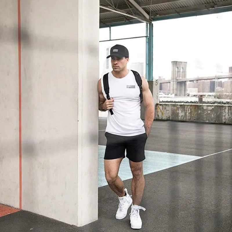 Muscle Fitness Sleeveless Basketball Tops Europe Breathable Trendy Sporty Casual Slim Look Men Tank Top