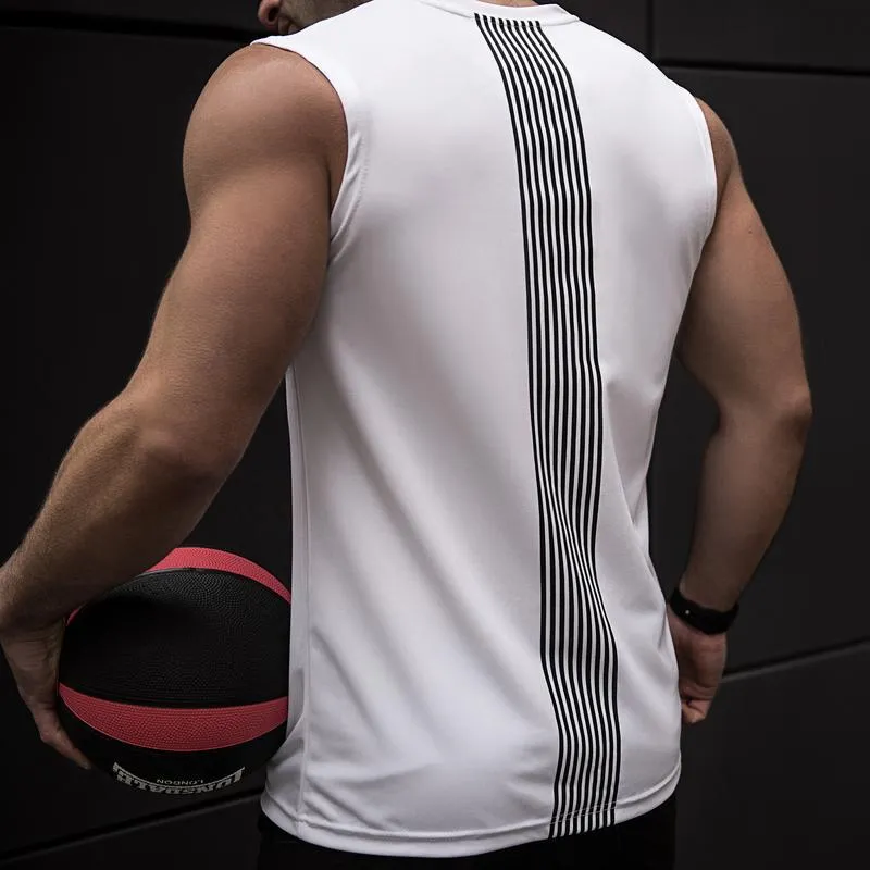 Muscle Fitness Sleeveless Basketball Tops Europe Breathable Trendy Sporty Casual Slim Look Men Tank Top