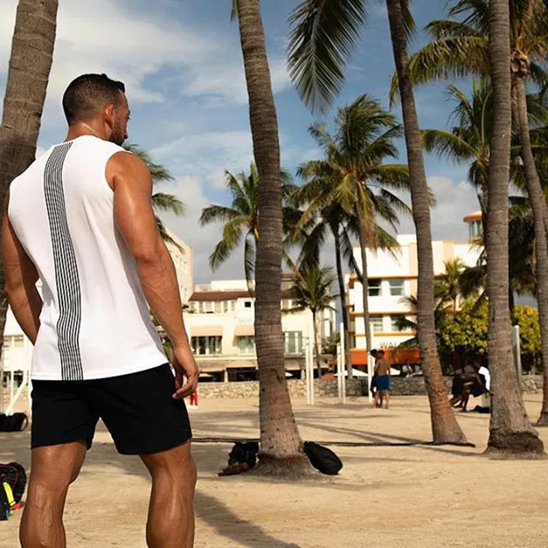 Muscle Fitness Sleeveless Basketball Tops Europe Breathable Trendy Sporty Casual Slim Look Men Tank Top