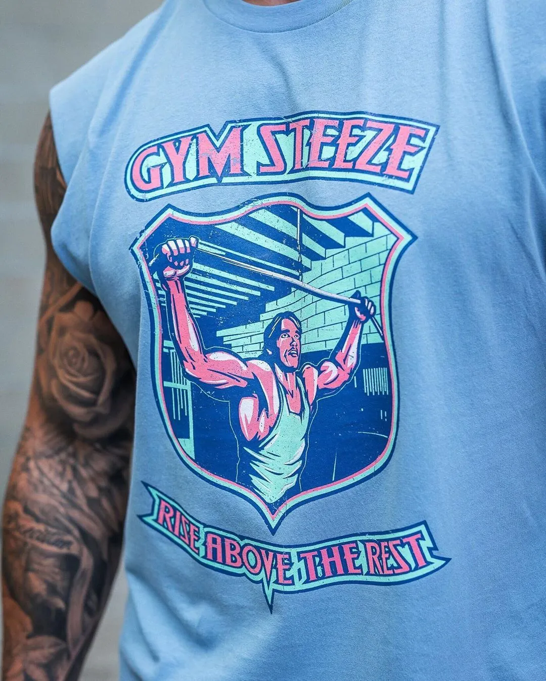 Muscle Printed Sleeveless T-Shirt Men Fitness Jogging Breathable Sporty Tank Top