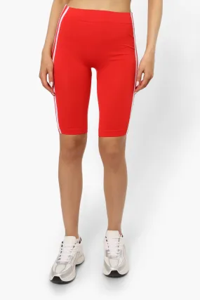 New Look Side Stripe Biker Shorts - Red