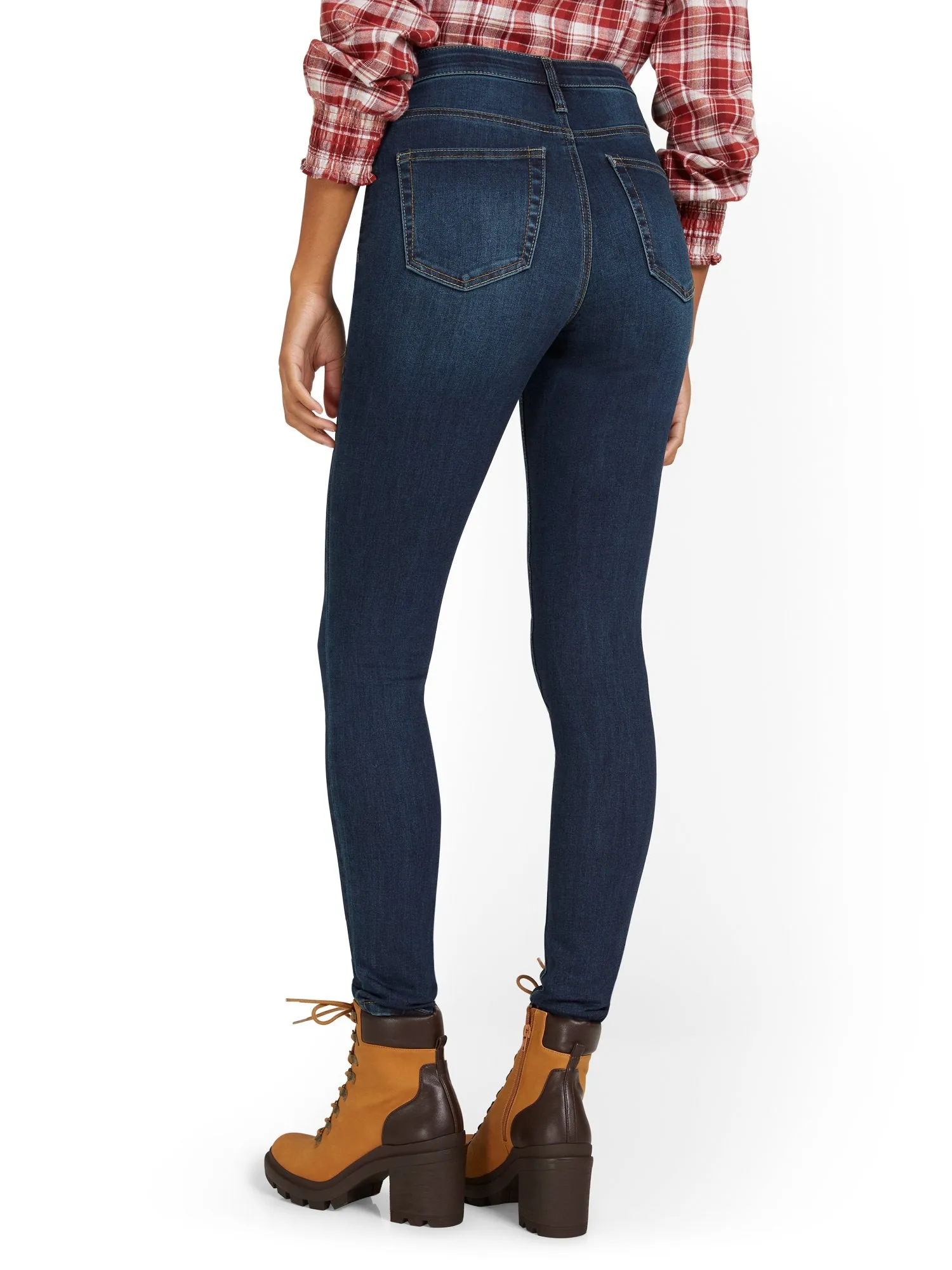 Petite High-Waisted Curvy Essential Skinny Jeans - Moonlight Blue Wash