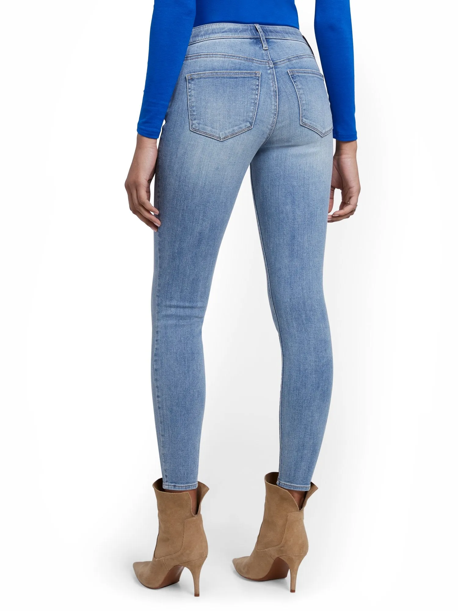 Petite Lexi Mid-Rise Super-Skinny Ankle Jeans - Blue Rock
