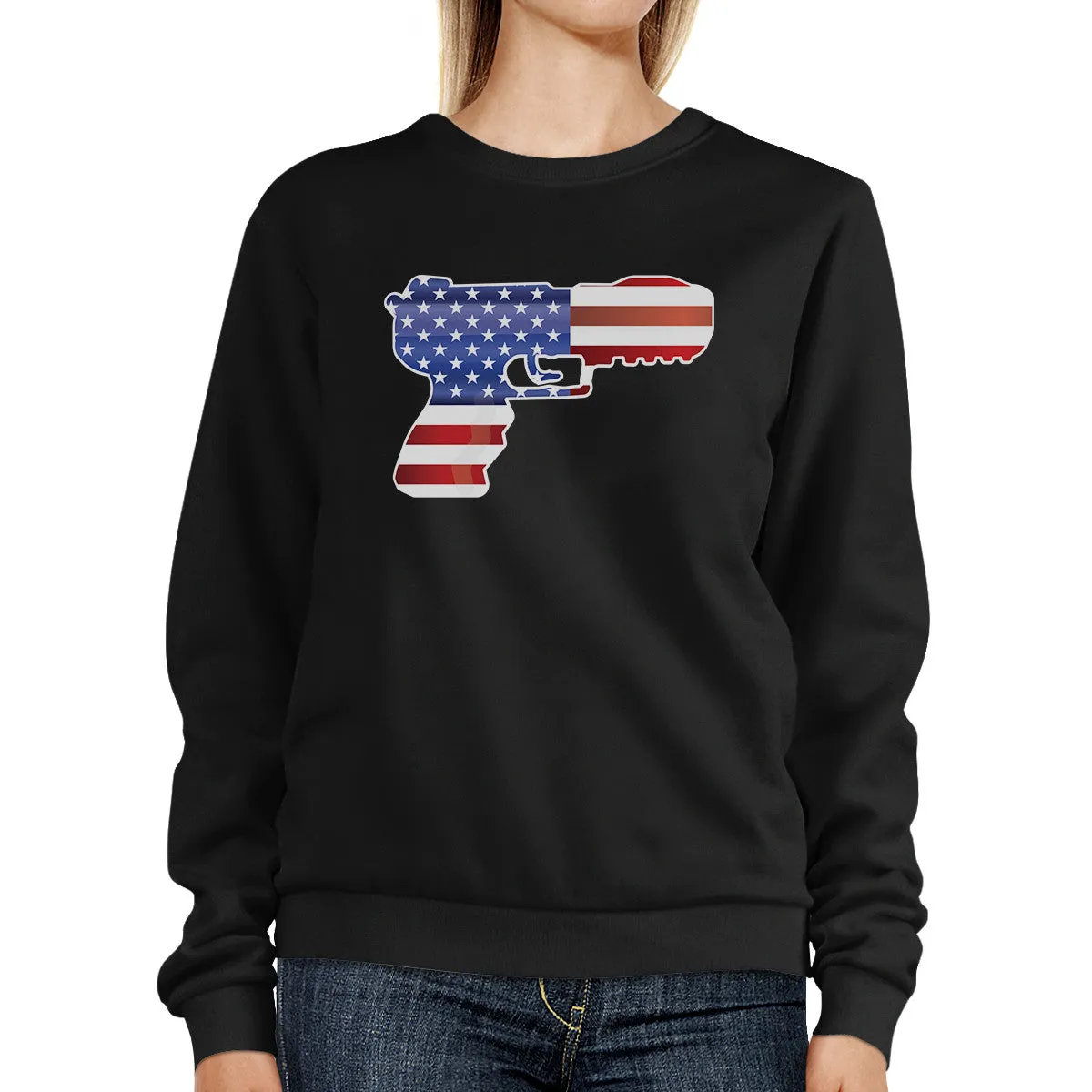 Pistol Shape American Flag Unisex Sweatshirt For Independence Day