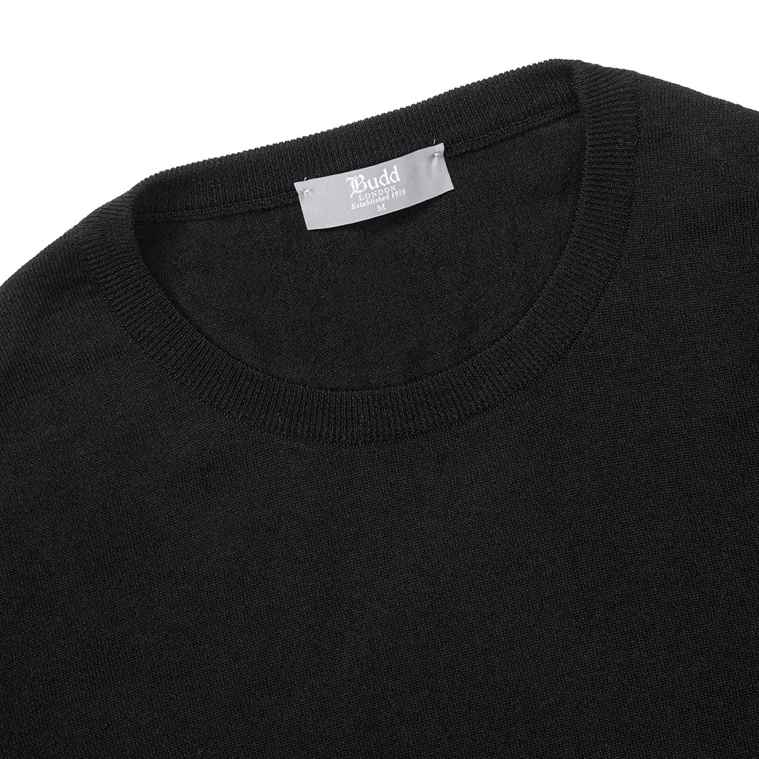 Plain Wool Crew Neck Jumper in Black