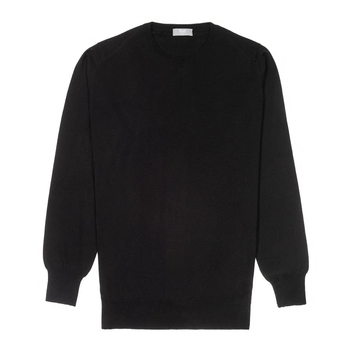 Plain Wool Crew Neck Jumper in Black