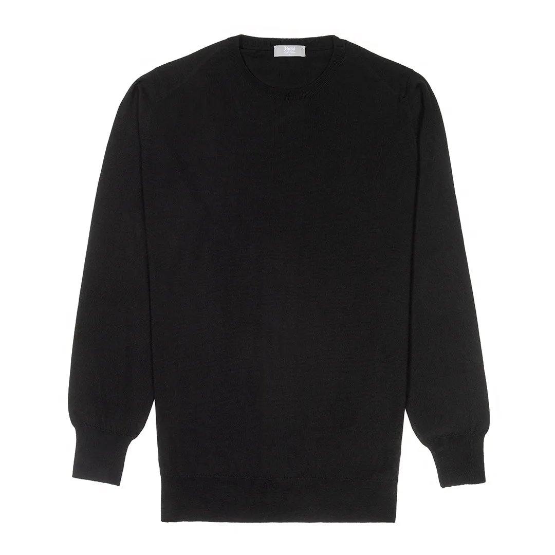 Plain Wool Crew Neck Jumper in Black