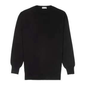 Plain Wool Crew Neck Jumper in Black
