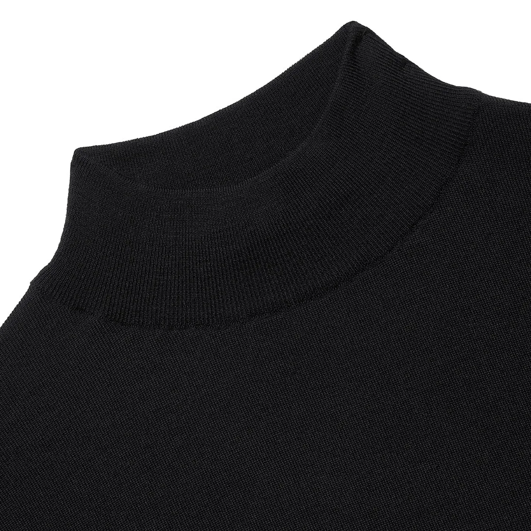 Plain Wool Turtle Neck Jumper in Black