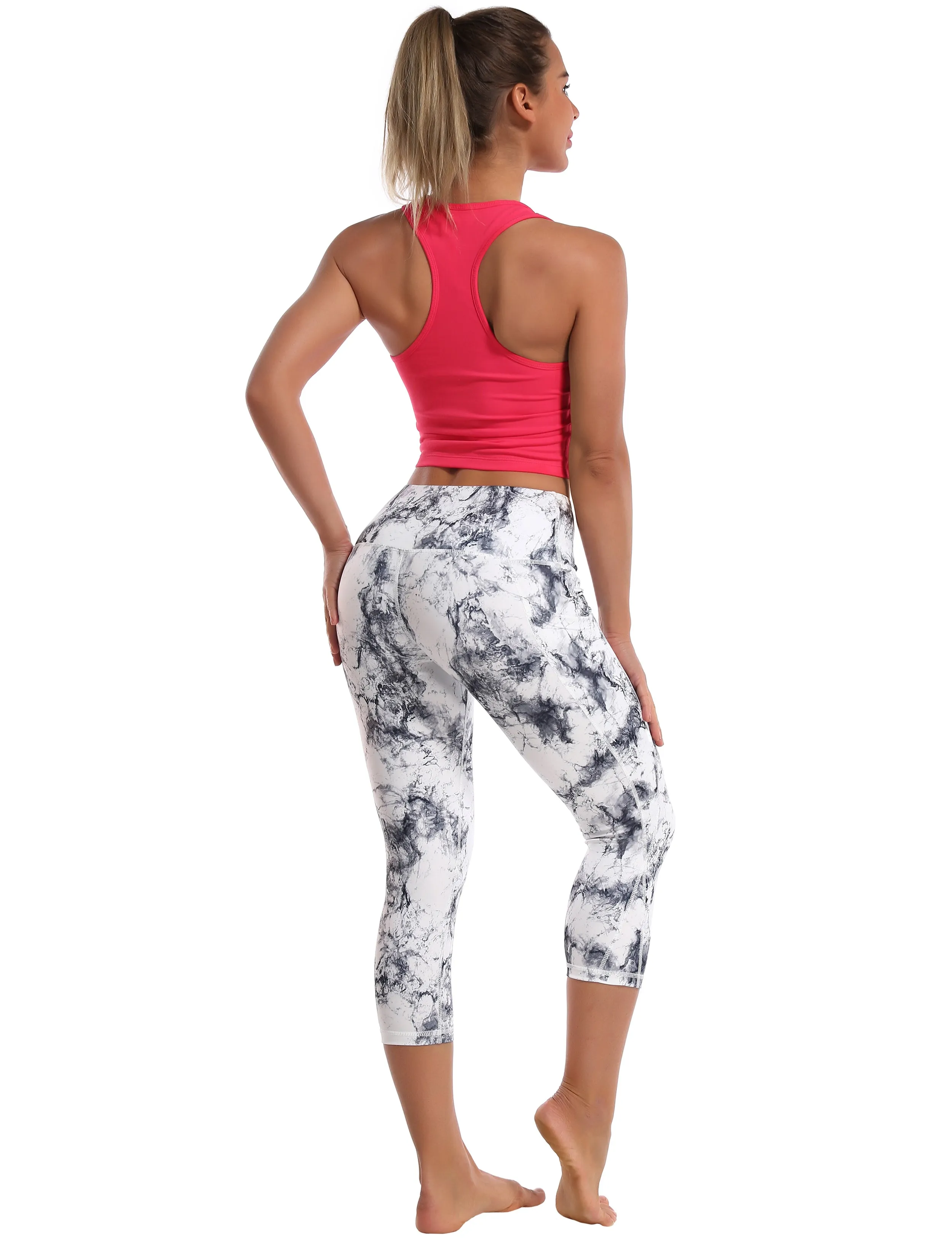 Racerback Athletic Crop Tank Tops red_Pilates